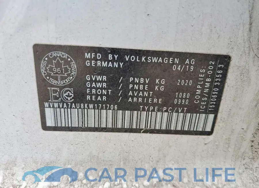WVWVA7AU8KW171706# 12