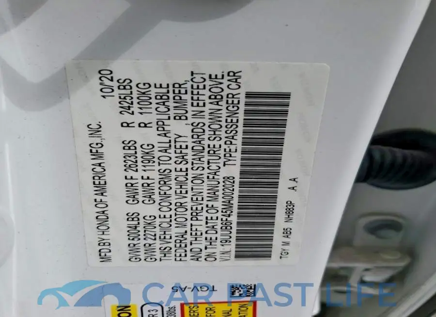 19UUB6F45MA002028# 12