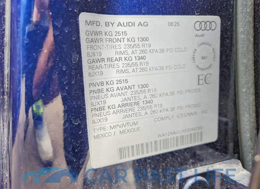 WA12AAGUXS2045288# 14