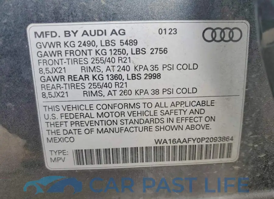 WA16AAFY0P2093864# 14