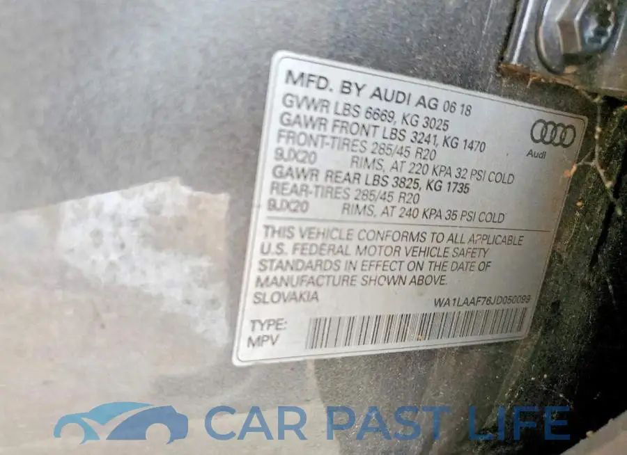 WA1LAAF76JD050099# 13