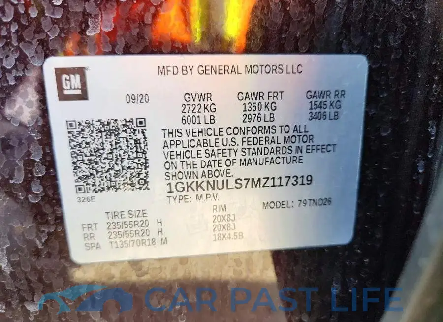 1GKKNULS7MZ117319# 12