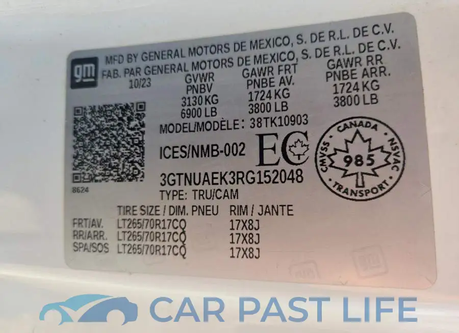 3GTNUAEK3RG152048# 12