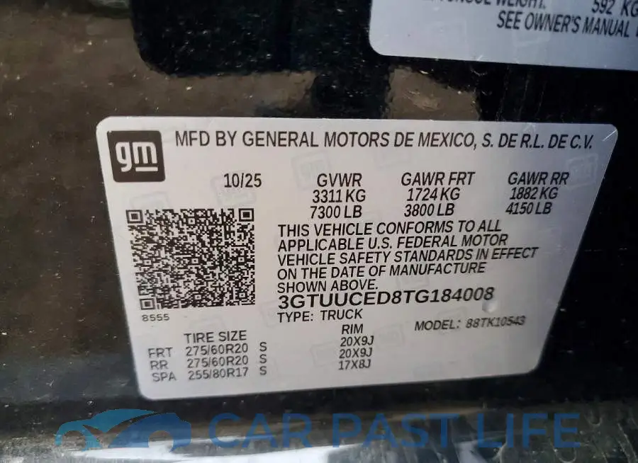 3GTUUCED8TG184008# 12