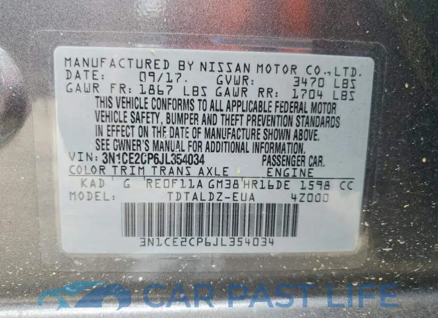 3N1CE2CP6JL354034# 12