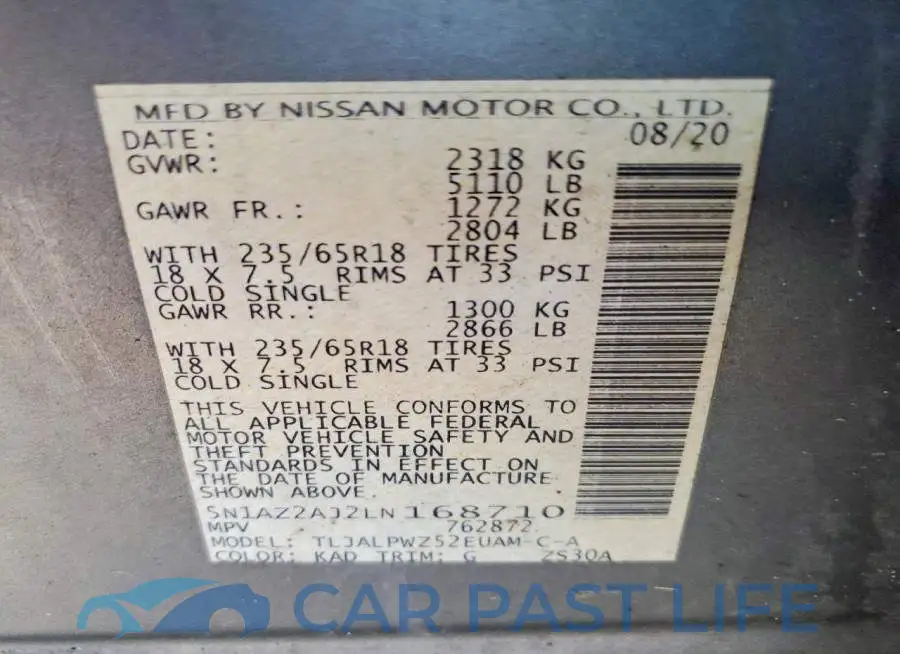 5N1AZ2AJ2LN168710# 12