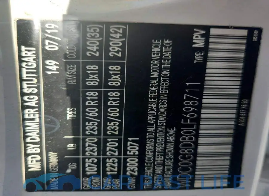WDC0G8DB0LF698711# 13