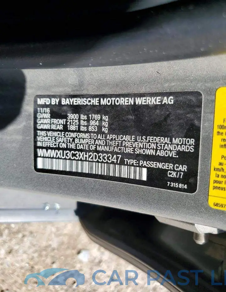 WMWXU3C3XH2D33347# 12