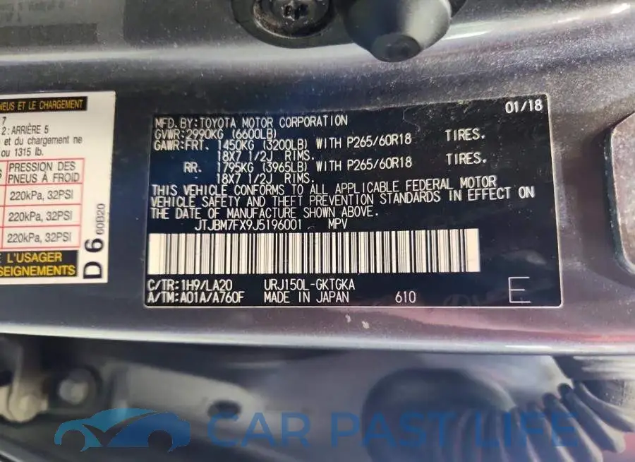 JTJBM7FX9J5196001# 13