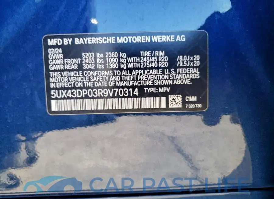 5UX43DP03R9V70314# 14