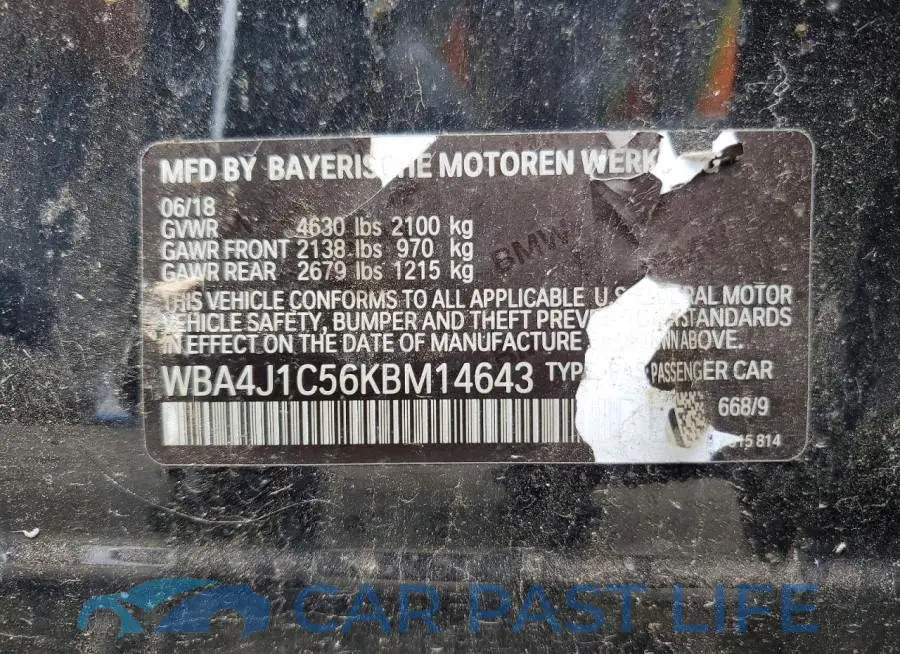 WBA4J1C56KBM14643# 12