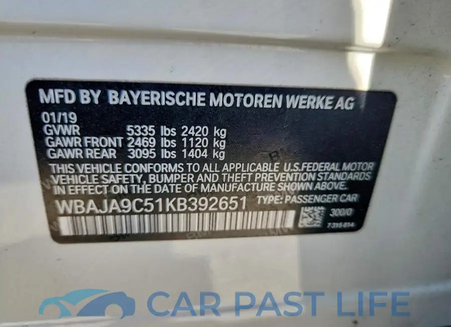 WBAJA9C51KB392651# 12