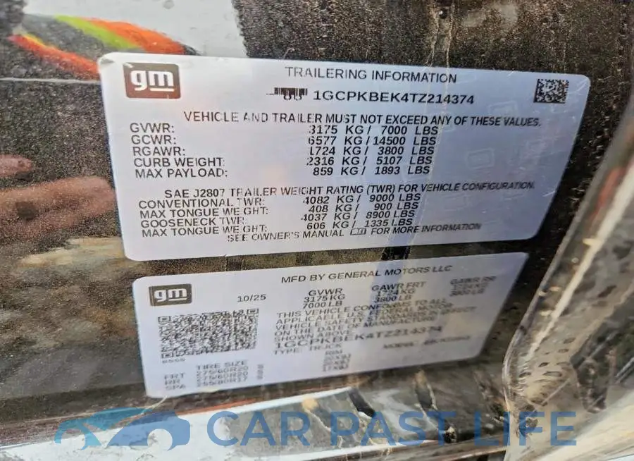 1GCPKBEK4TZ214374# 12