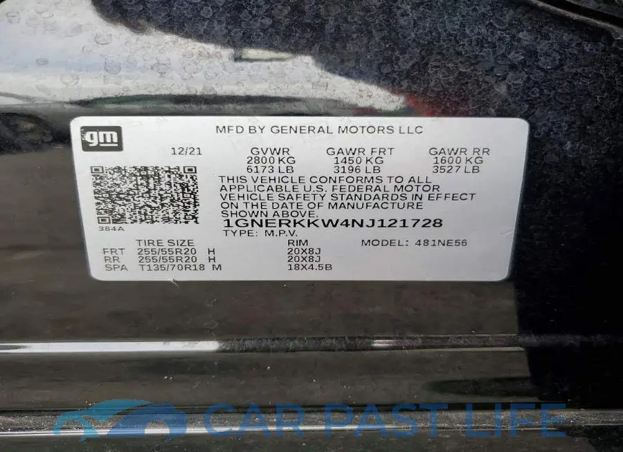 1GNERKKW4NJ121728# 13
