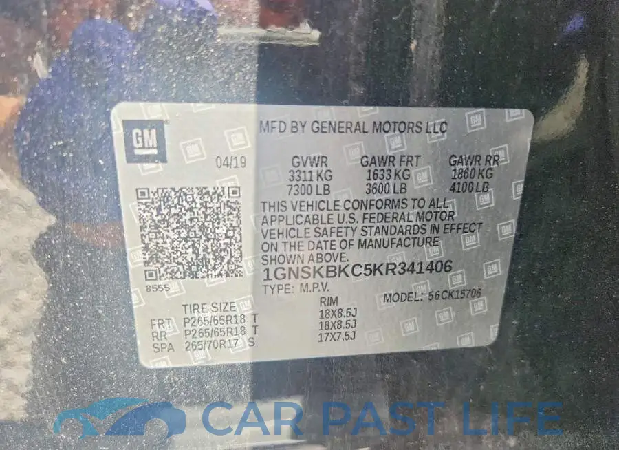 1GNSKBKC5KR341406# 13