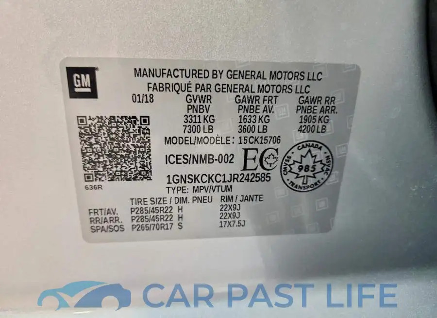 1GNSKCKC1JR242585# 13