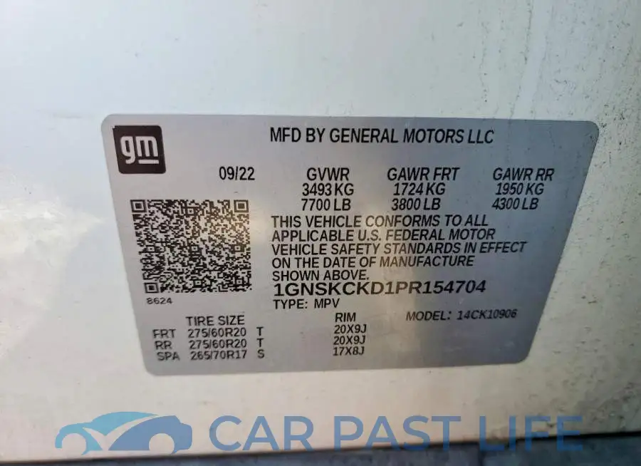 1GNSKCKD1PR154704# 13