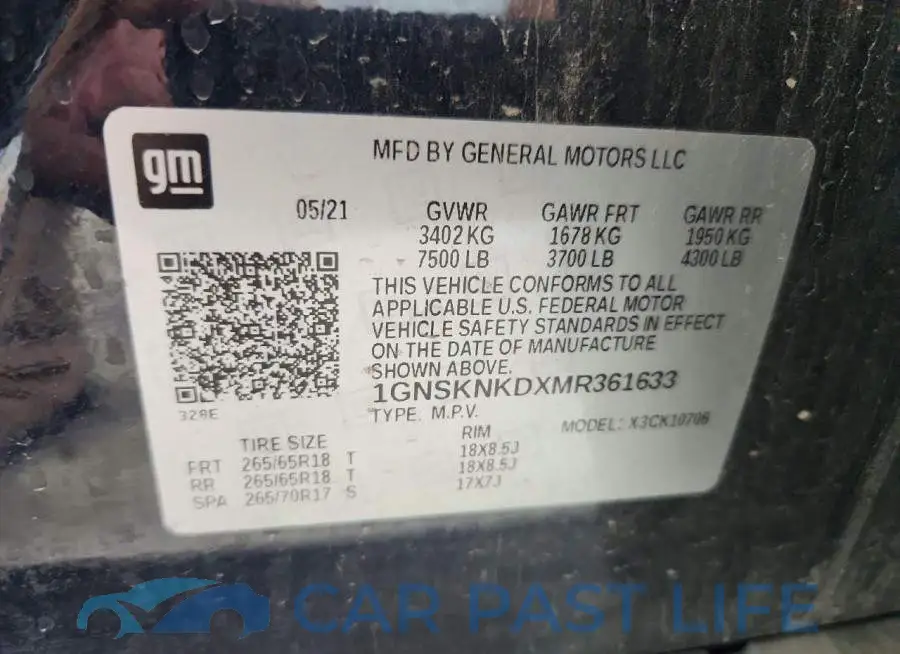 1GNSKNKDXMR361633# 13