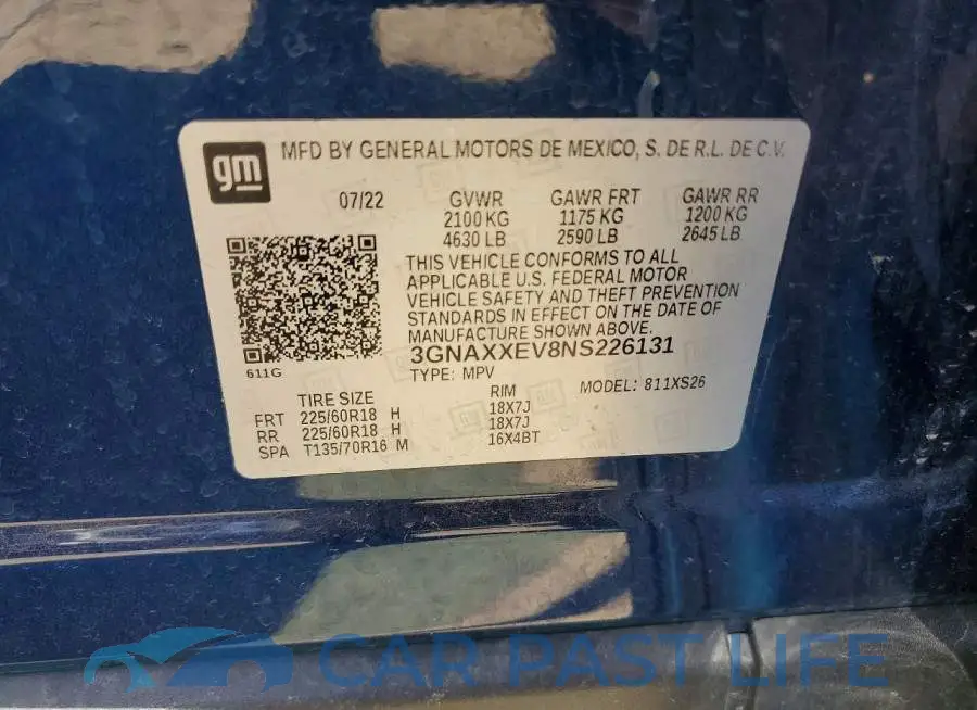 3GNAXXEV8NS226131# 13