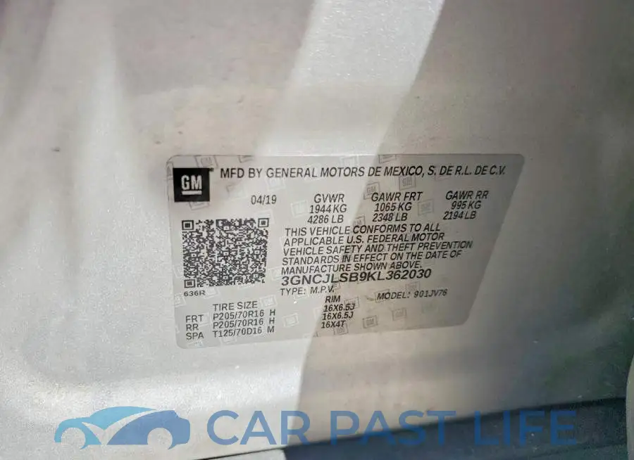 3GNCJLSB9KL362030# 13