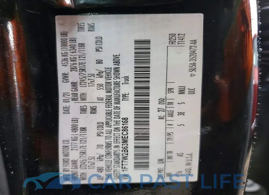1FT7W2B63MEC86168# 12