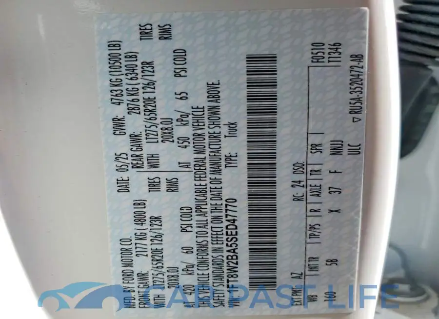 1FT8W2BA5SED47770# 12