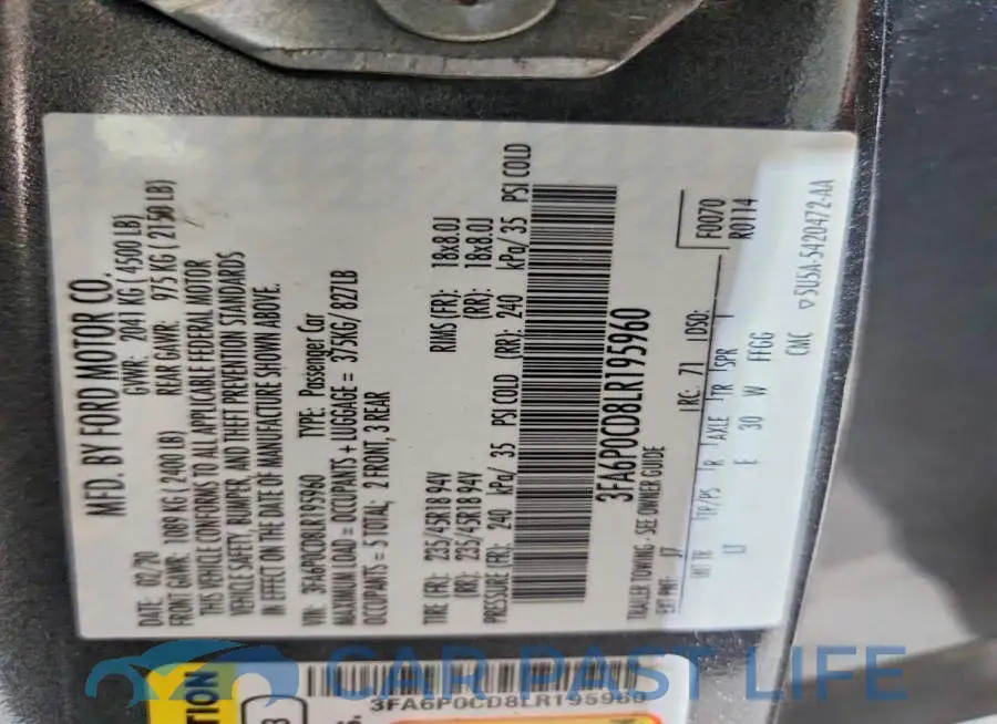 3FA6P0CD8LR195960# 12