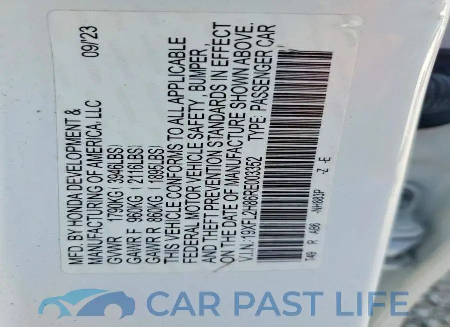 19XFL2H86RE003352# 13