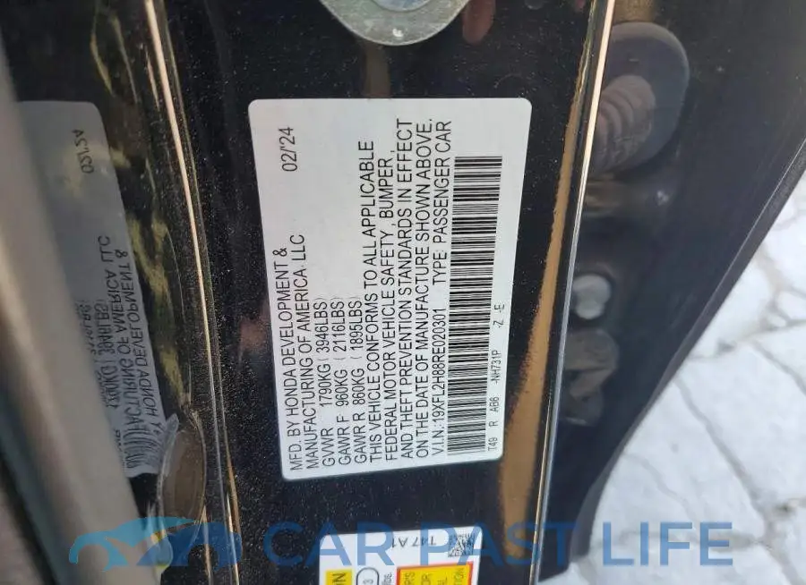 19XFL2H88RE020301# 12