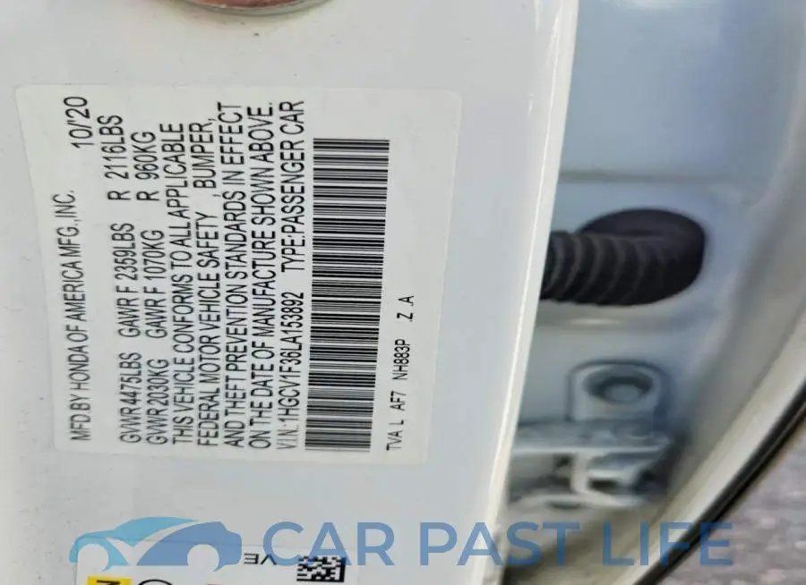 1HGCV1F36LA153892# 12