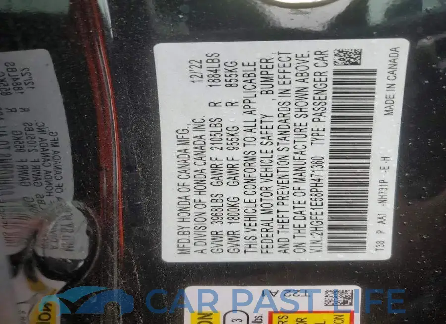 2HGFE1E58PH471360# 12