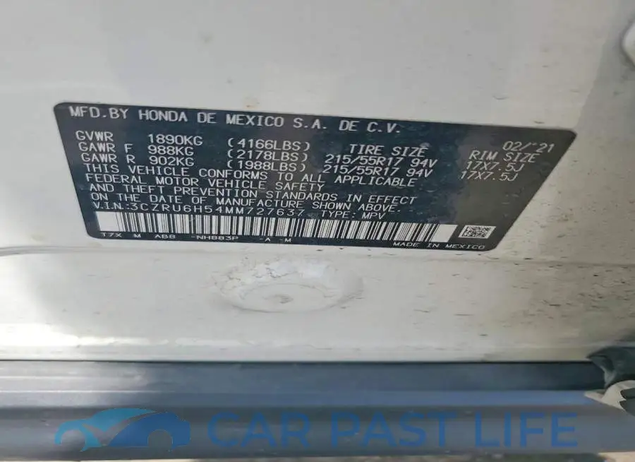 3CZRU6H54MM727637# 13