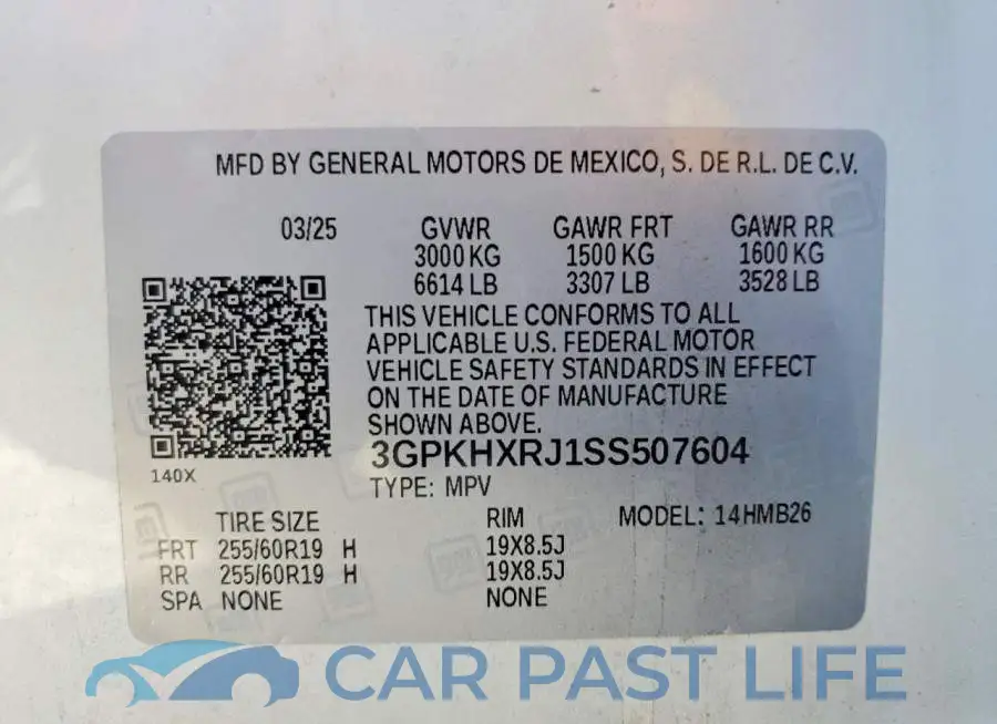 3GPKHXRJ1SS507604# 14