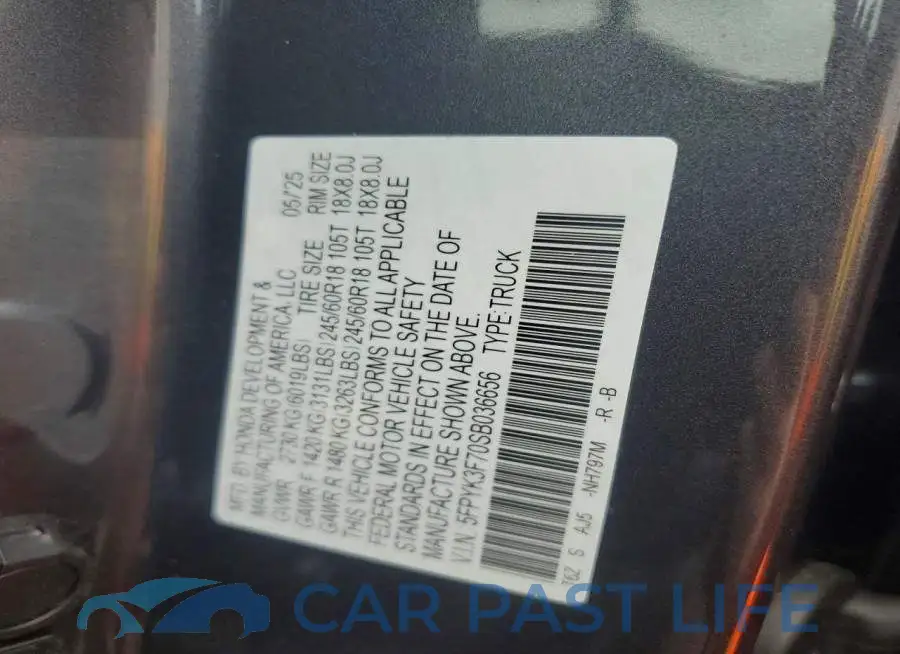 5FPYK3F70SB036656# 12