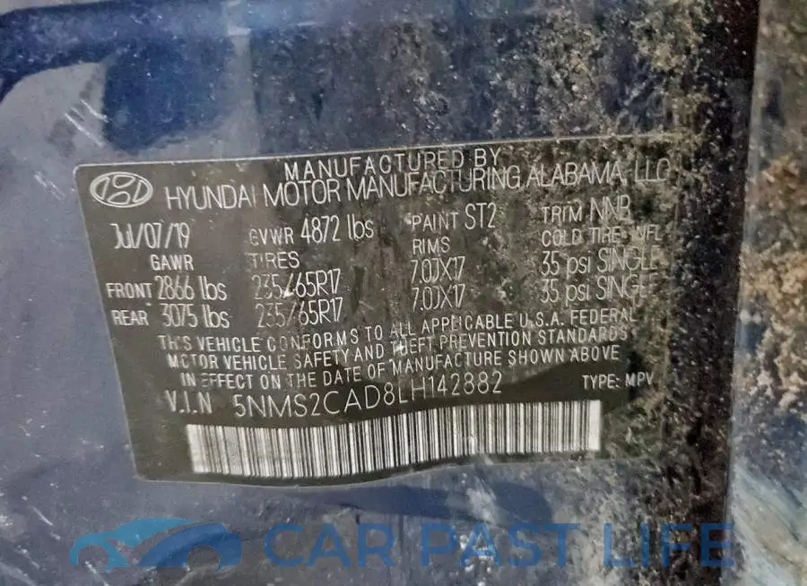 5NMS2CAD8LH142882# 12