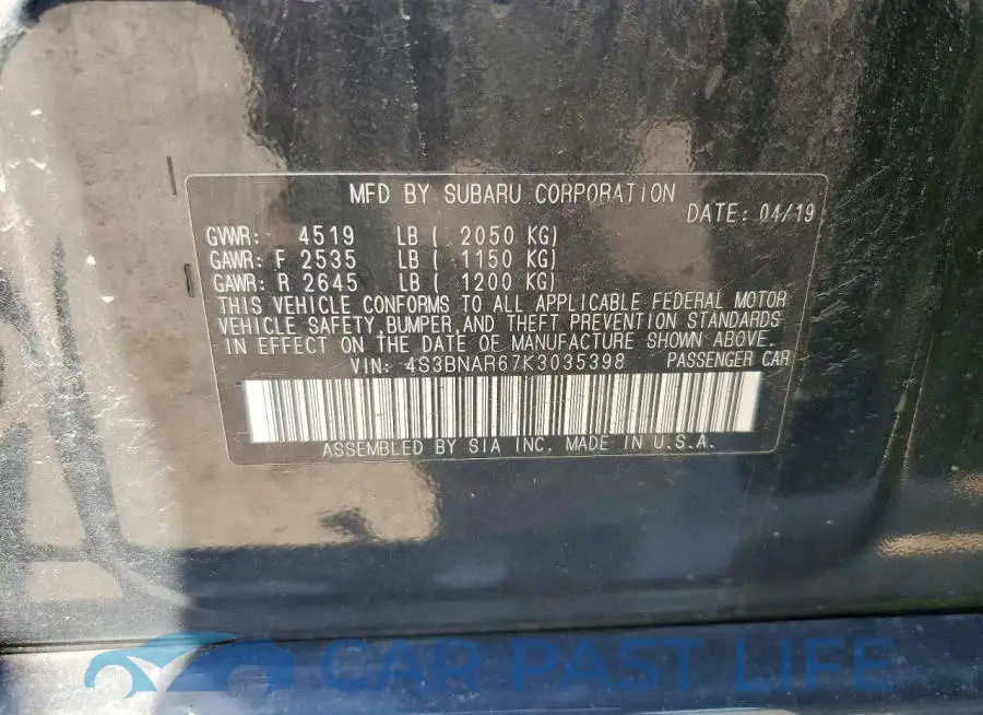 4S3BNAR67K3035398# 12