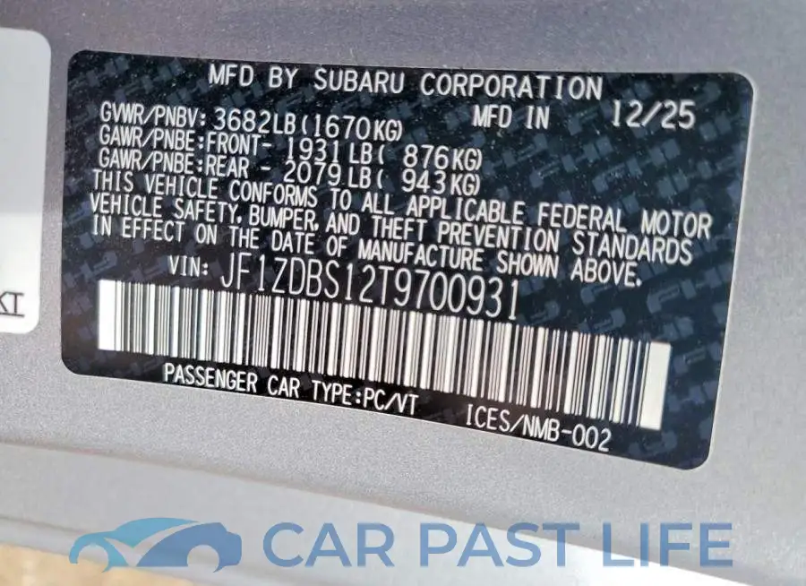 JF1ZDBS12T9700931# 12