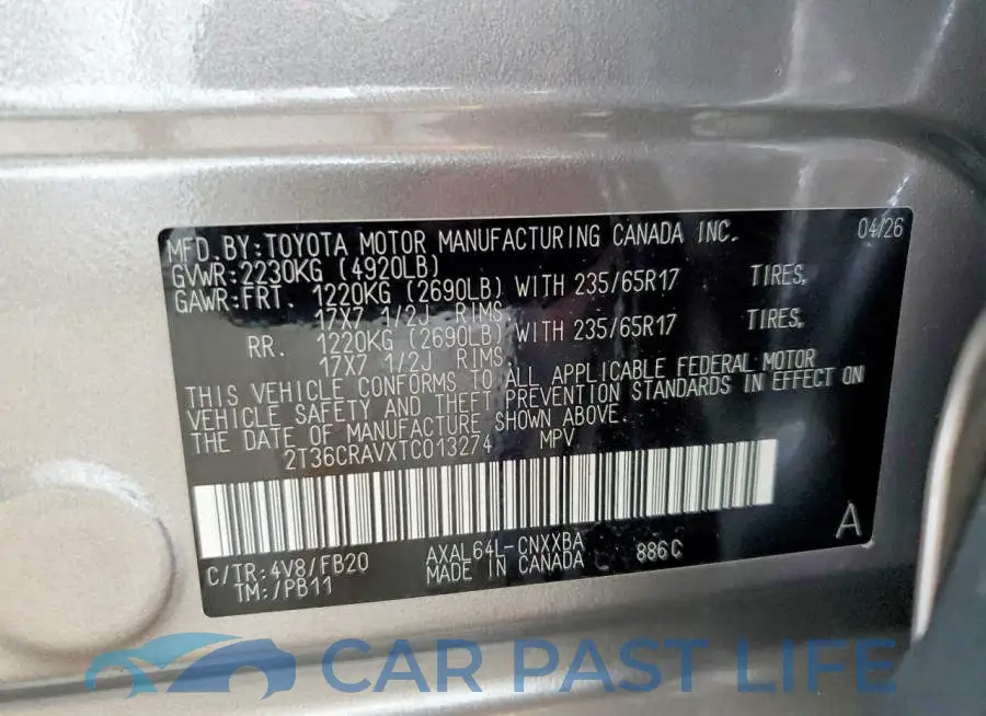 2T36CRAVXTC013274# 14