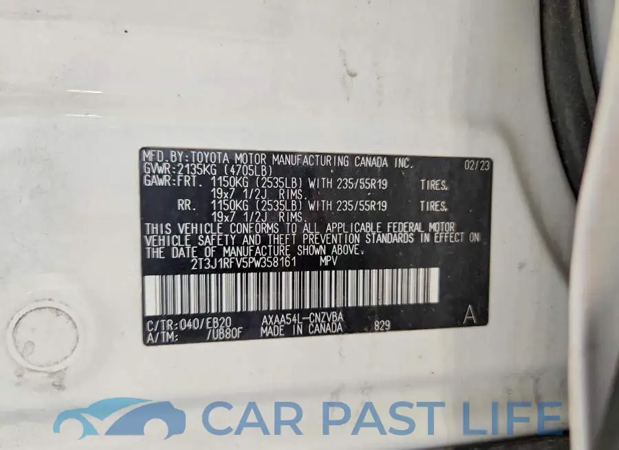 2T3J1RFV5PW358161# 12