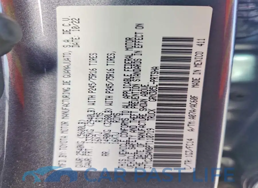 3TYCZ5AN8PT110719# 12
