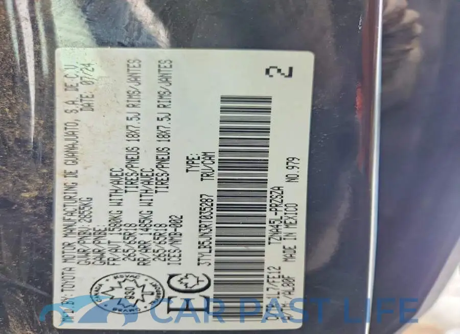 3TYLB5JN3RT035287# 12