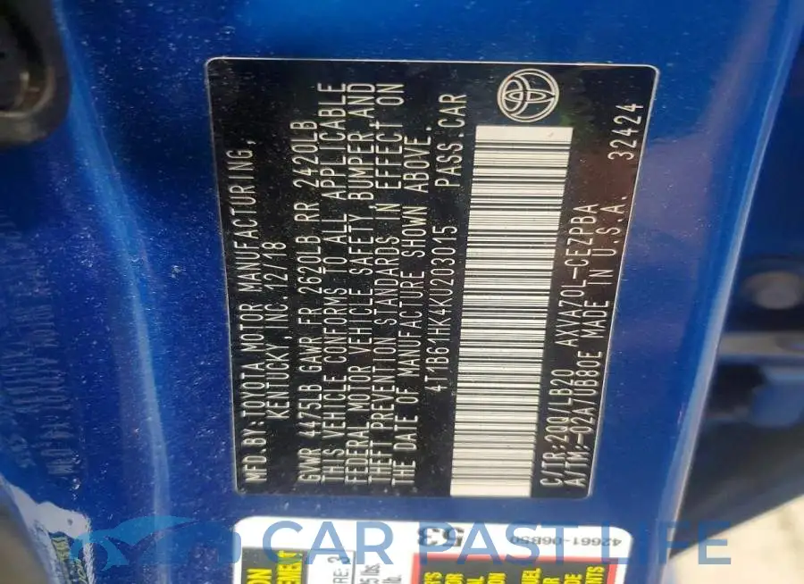4T1B61HK4KU203015# 12