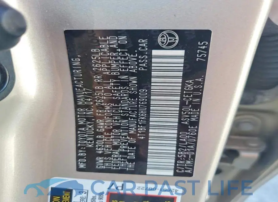 4T1BF1FK6HU769009# 12