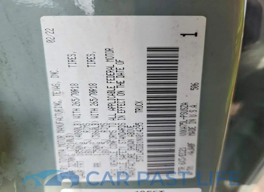 5TFLA5DB1NX014295# 12