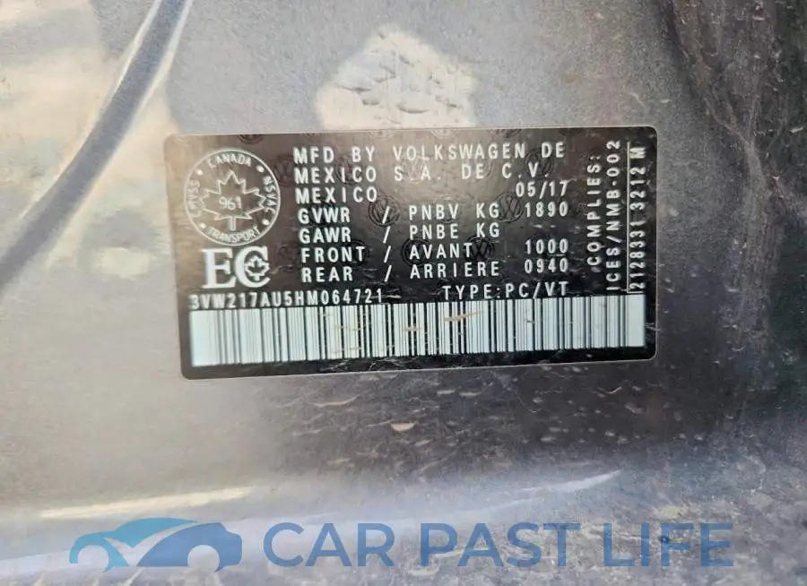 3VW217AU5HM064721# 13