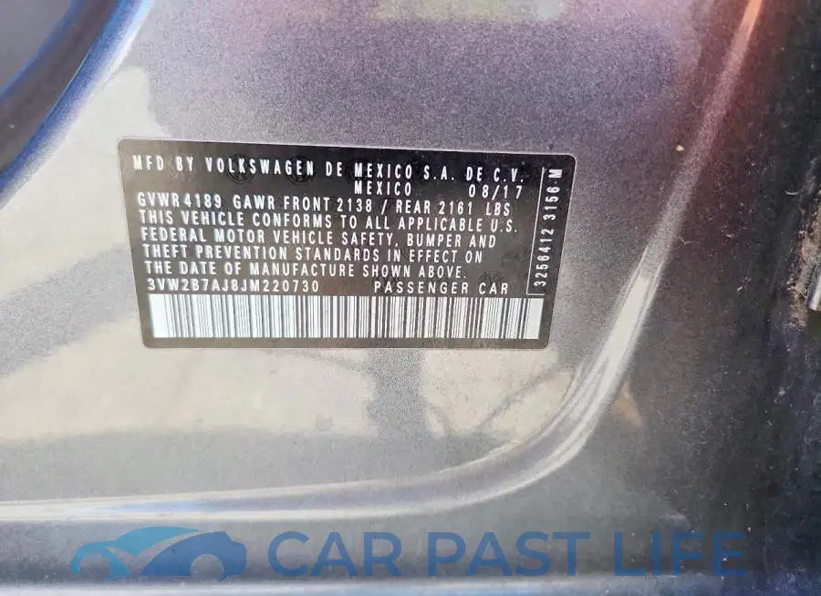 3VW2B7AJ8JM220730# 12