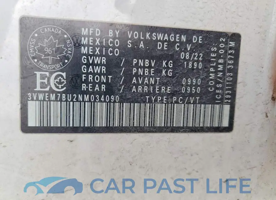 3VWEM7BU2NM034090# 12