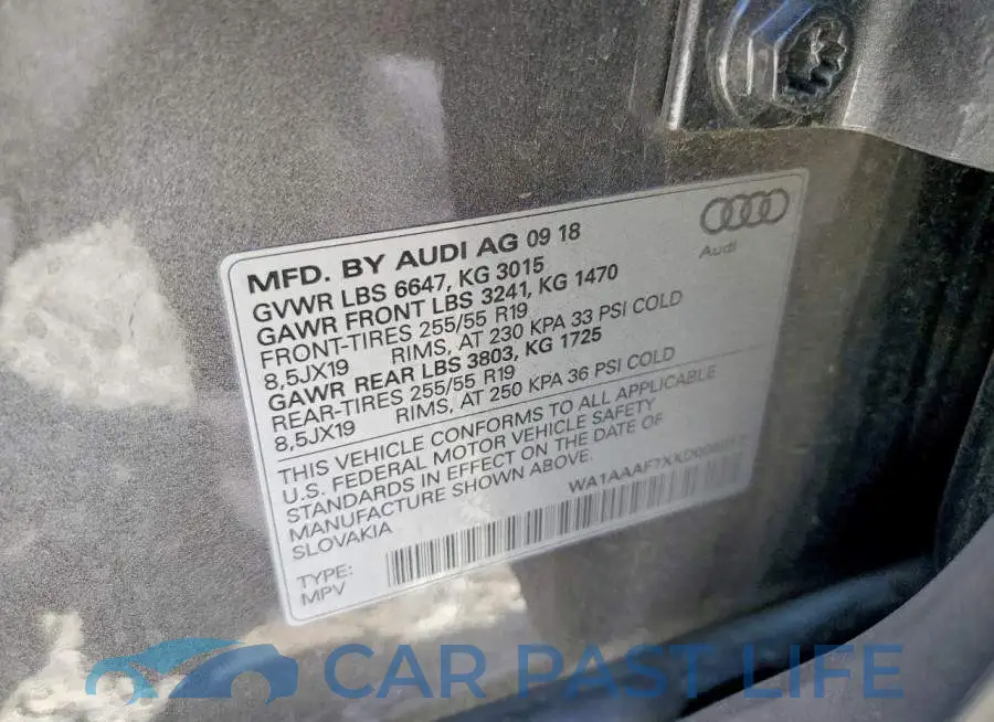 WA1AAAF7XKD008012# 13