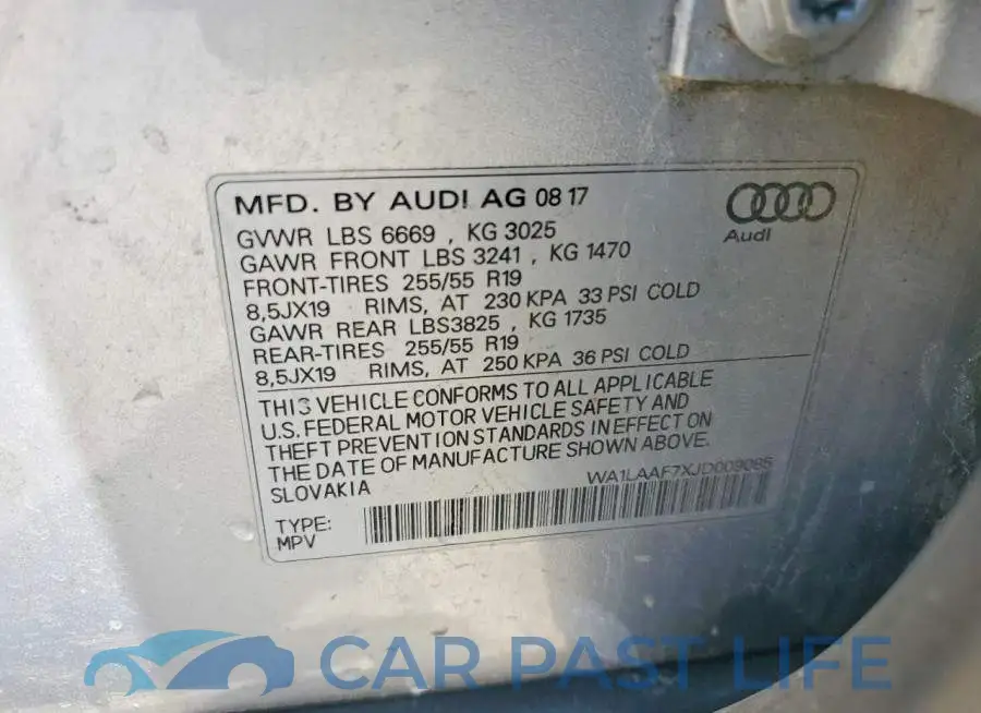 WA1LAAF7XJD009085# 13