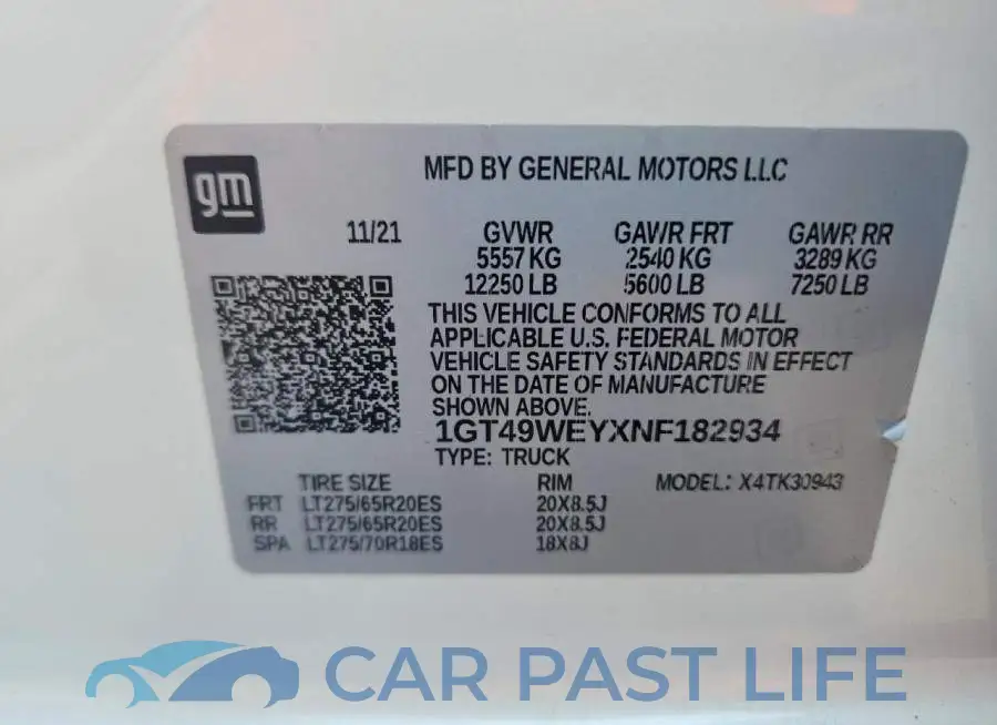1GT49WEYXNF182934# 12